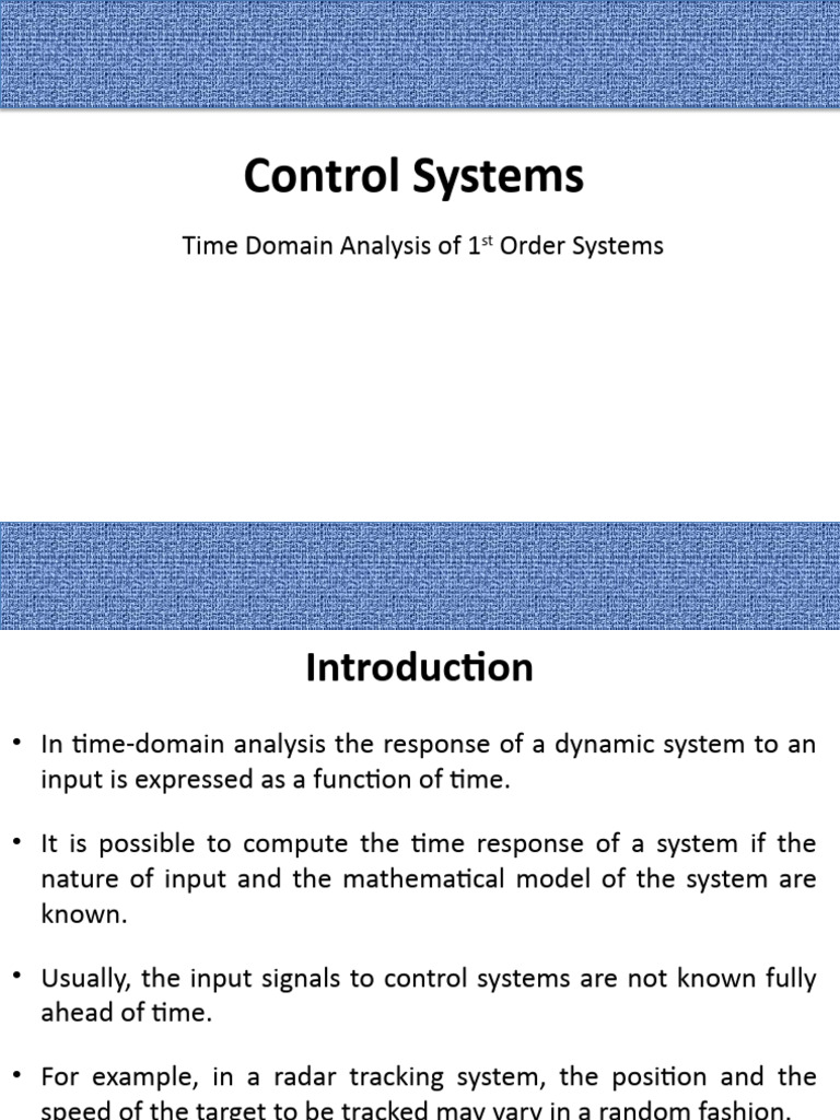 Time Domain Analysis of 1st Order Systems | PDF | Steady State ...