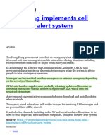 Hong Kong Implements Cell Broadcast Alert System: Source