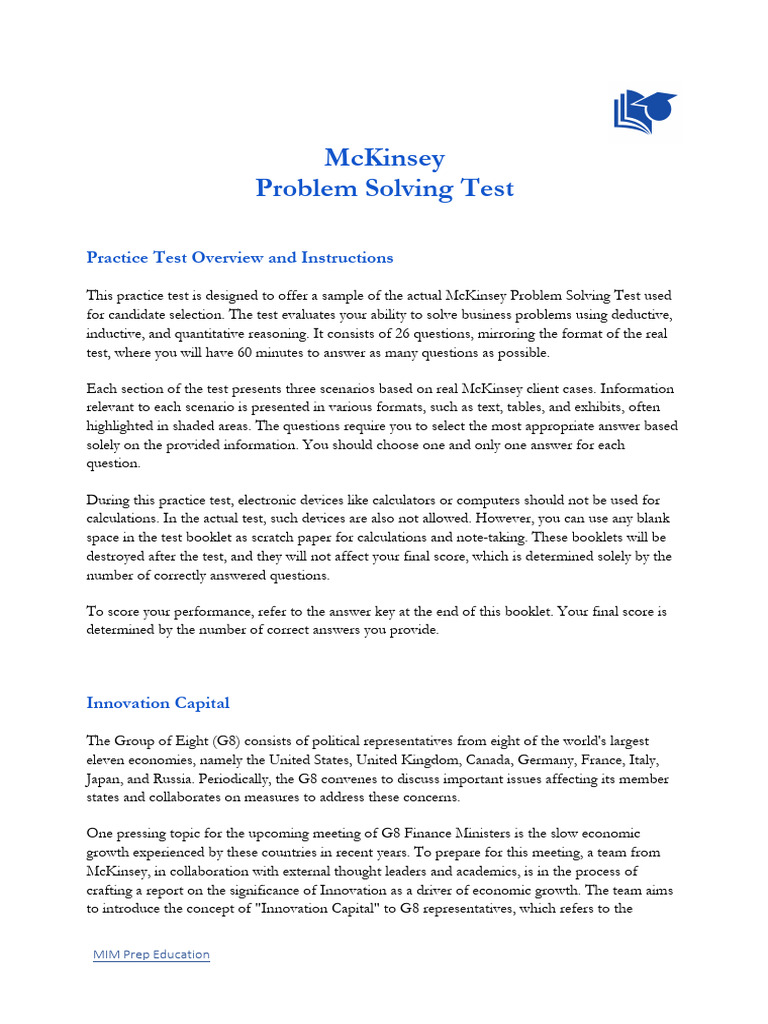 McKinsey Problem Solving Test Guide | PDF | Innovation | Human Capital
