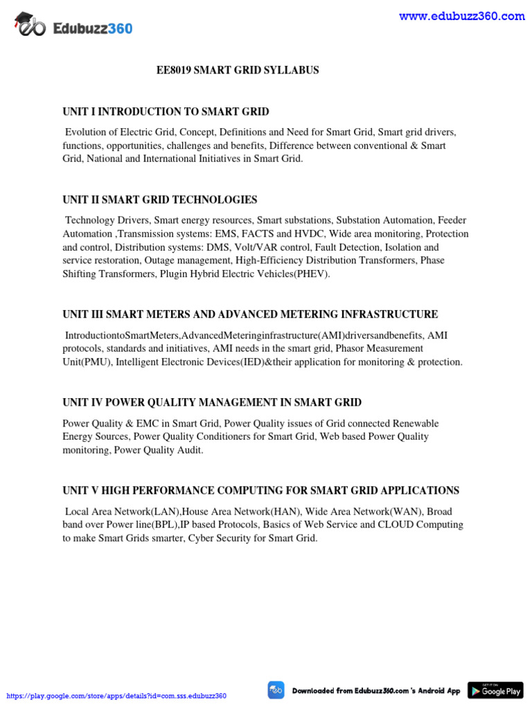 Ee8019 Smart Grid Course Overview Pdf
