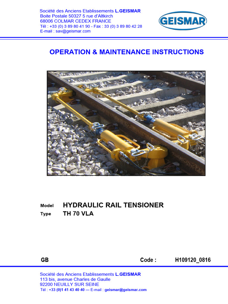 TH70-VLA-Hydraulic-Rail-Tensor-Operation-and-Maintenance | PDF | Safety ...