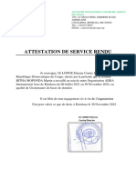 Attestation de Service Rendu