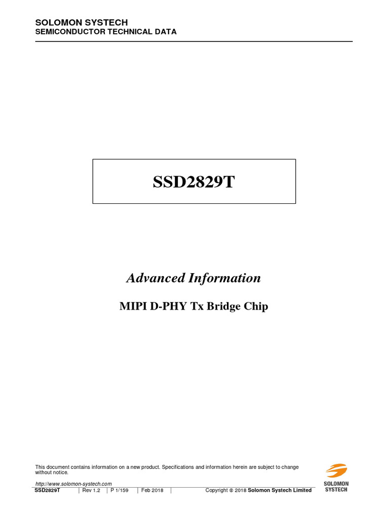 晶门科技SSD2829T 1.2 | PDF | Electrical Engineering | Computer Engineering