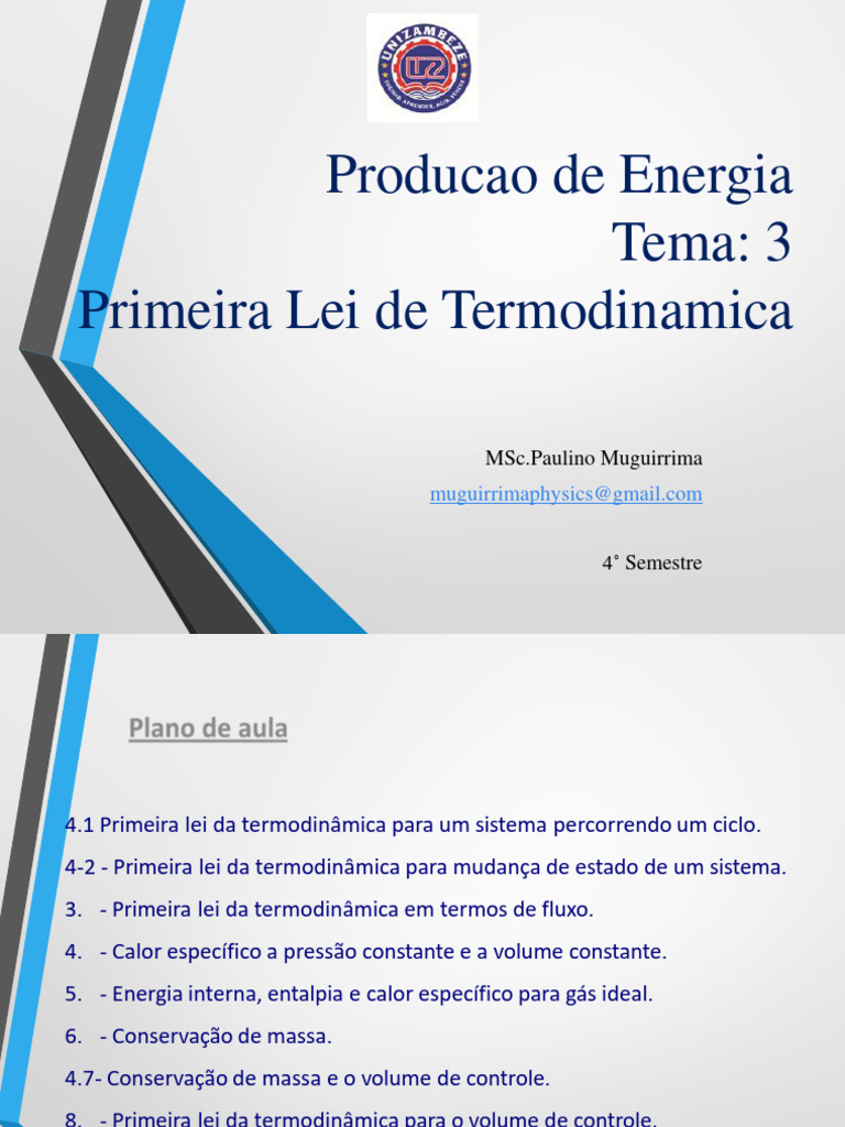 Primeira Lei da Termodinâmica Explicada | PDF | Termodinâmica | Calor
