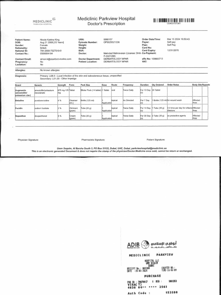 Laboratory test receipts pdf