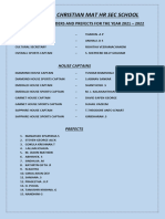 Union Christian Mat HR Sec School: School Leaders and Prefects For The Year 2021 - 2022