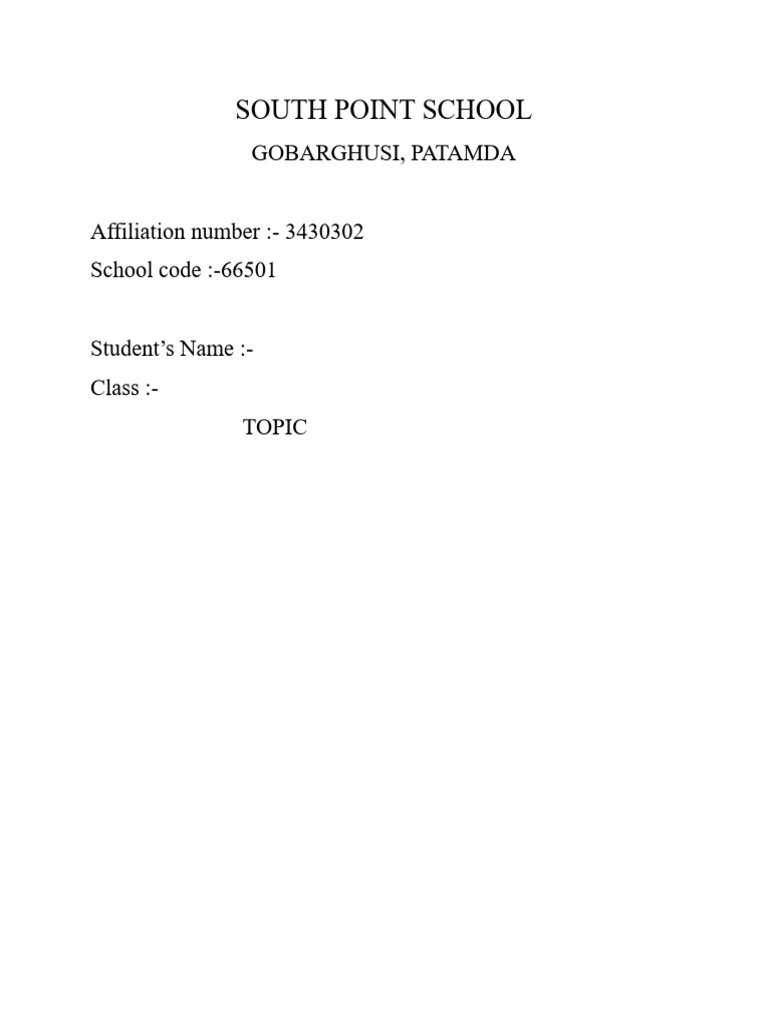 South Point School Gobarghusi, Patamda PDF