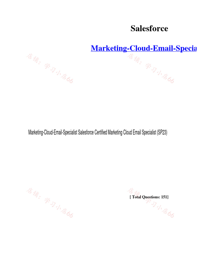Salesforce Marketing Cloud Email Specialist | PDF