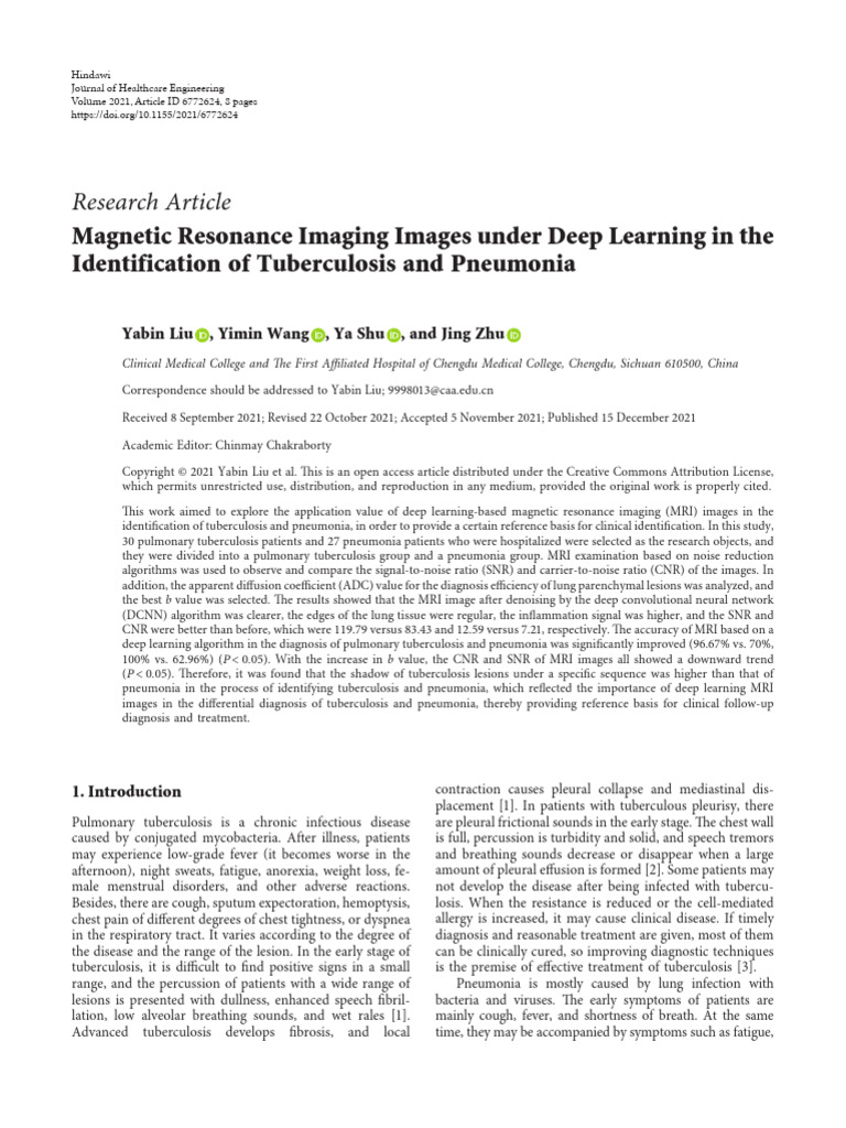 Magnetic Resonance Imaging Images Under Deep Learn | PDF | Magnetic ...