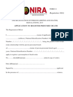 Form 11 - Application To Register Presumed Death