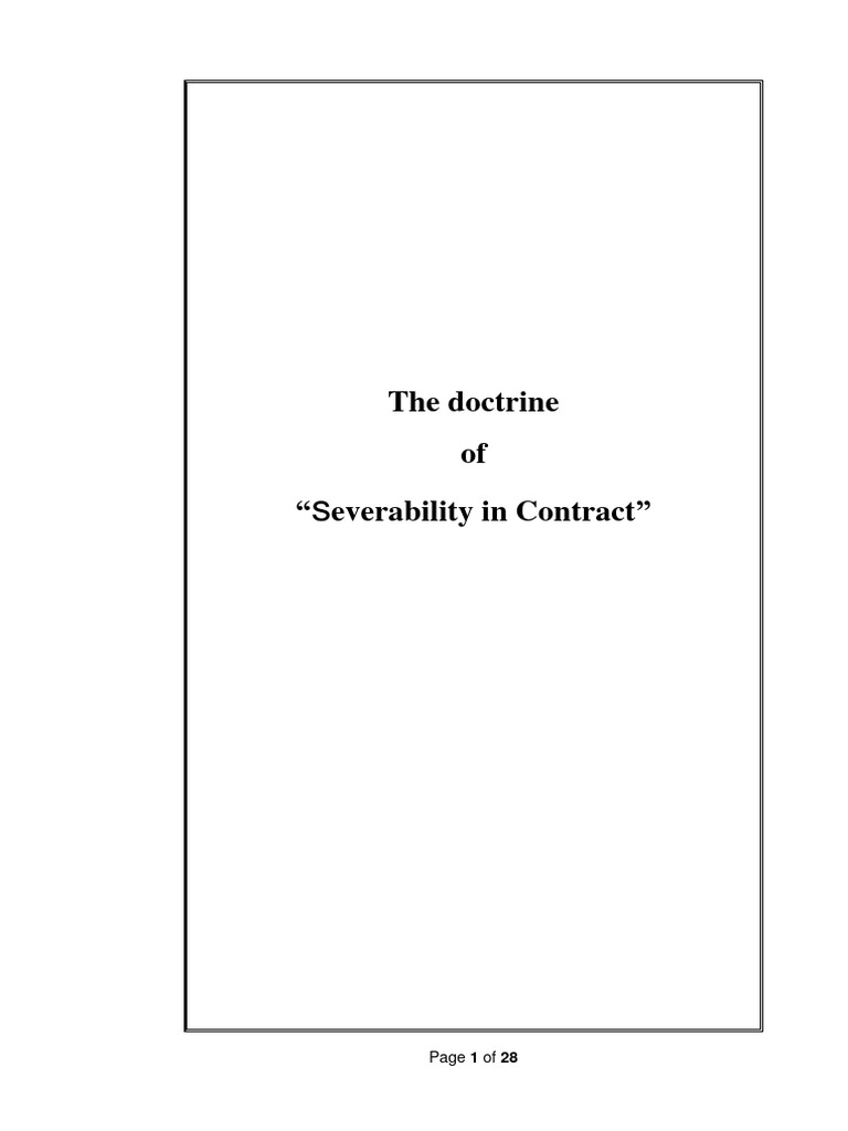 Doctrine of Severability in Contracts | PDF | Consideration | Statutory ...