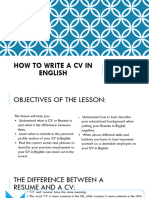 Lesson 4 How To Write A CV in English