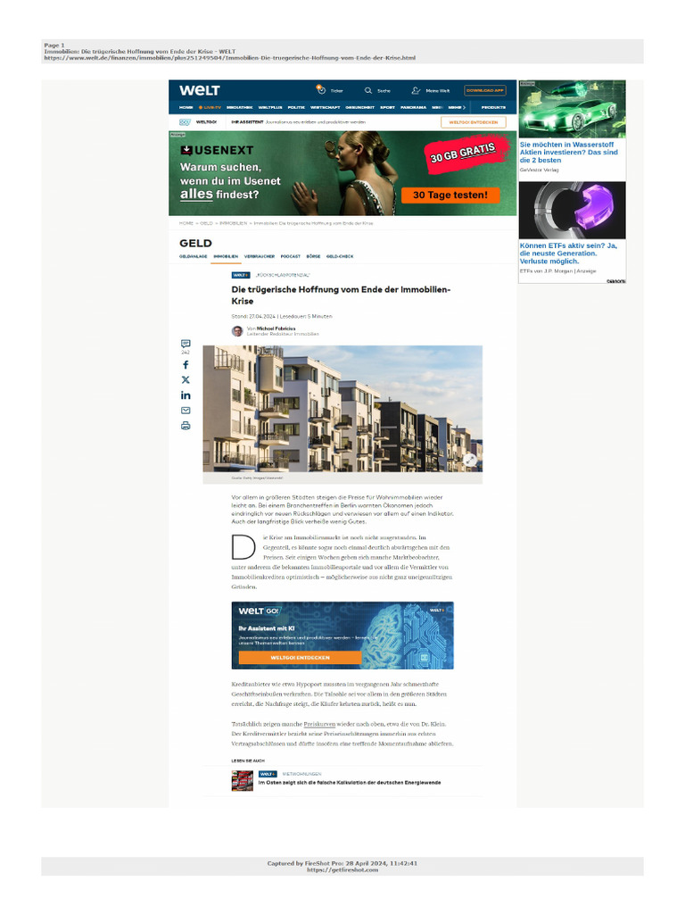 'Immobilien - Die Trügerische Hoffnung Vom Ende Der Krise - WELT' - WWW ...