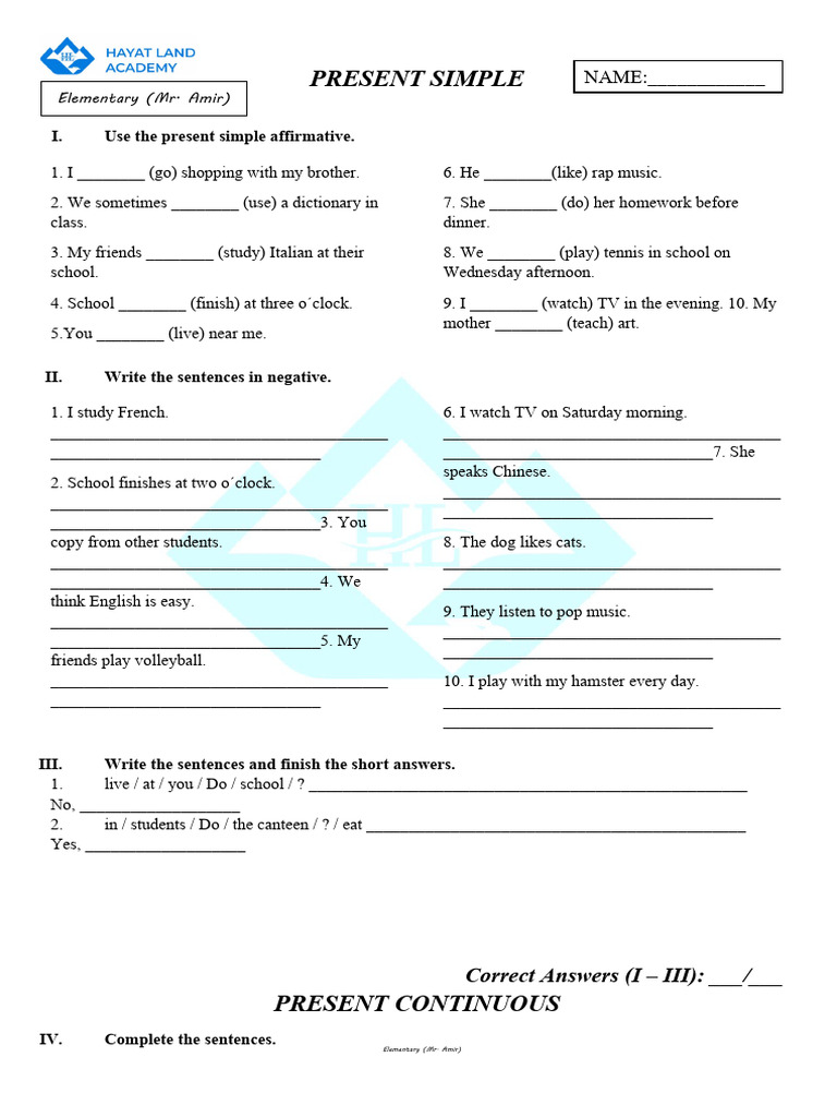 Present Simple and Continuous Exercises | PDF | Language Arts & Discipline