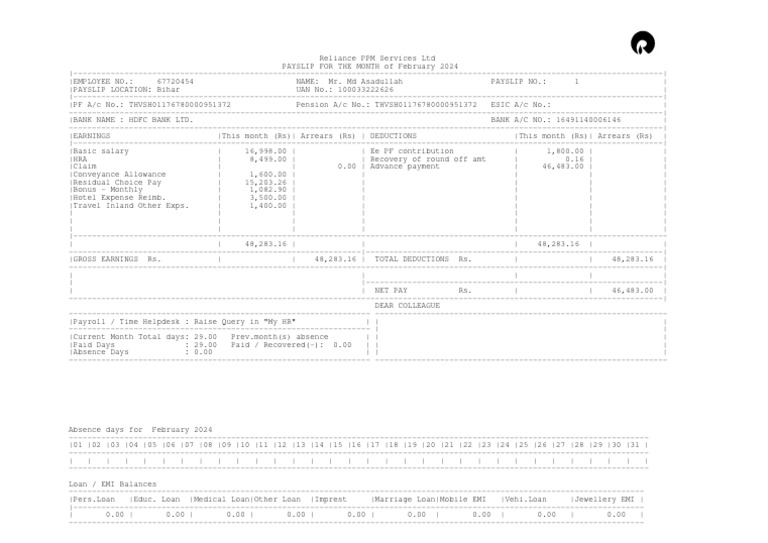 Payslip February, 2024 PDF Personal Finance Financial Services