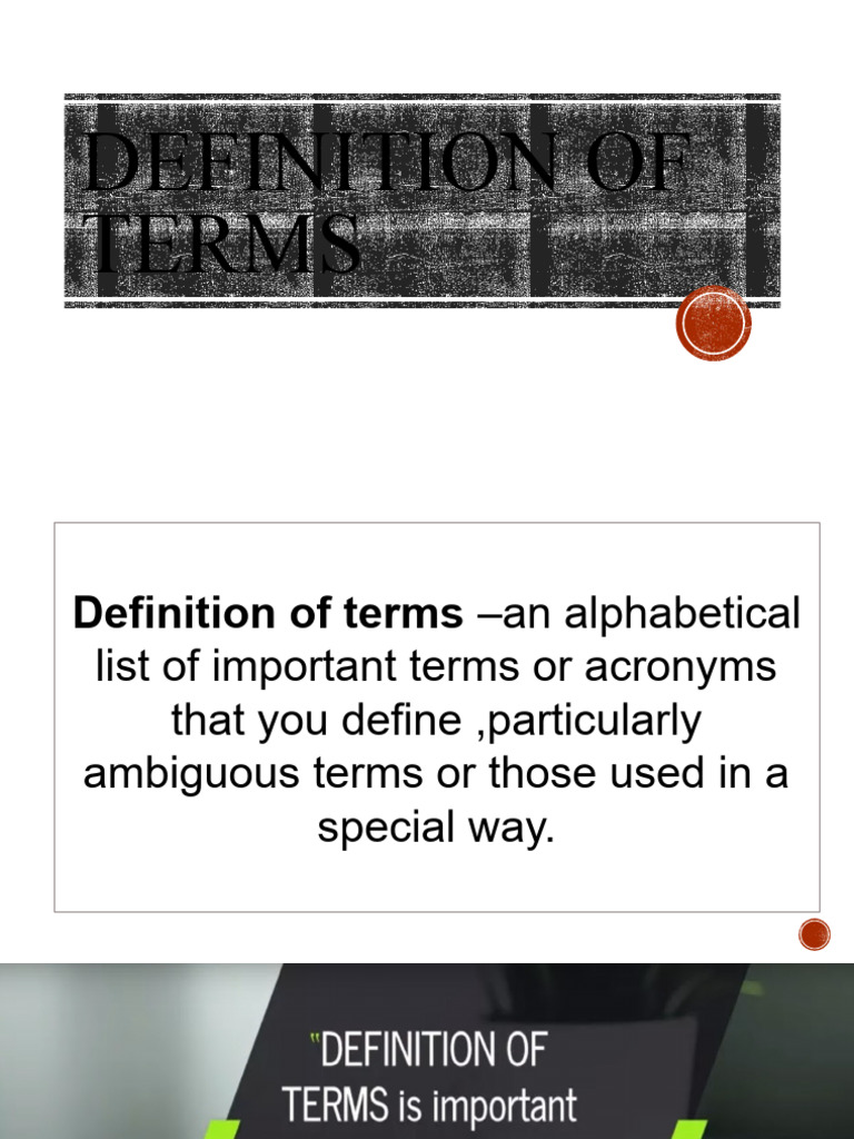 Alphabetical List of Defined Terms | PDF