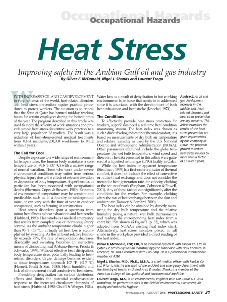 Heat Stress Prevention in Oil Industry | PDF | Hyperthermia | Heat Wave
