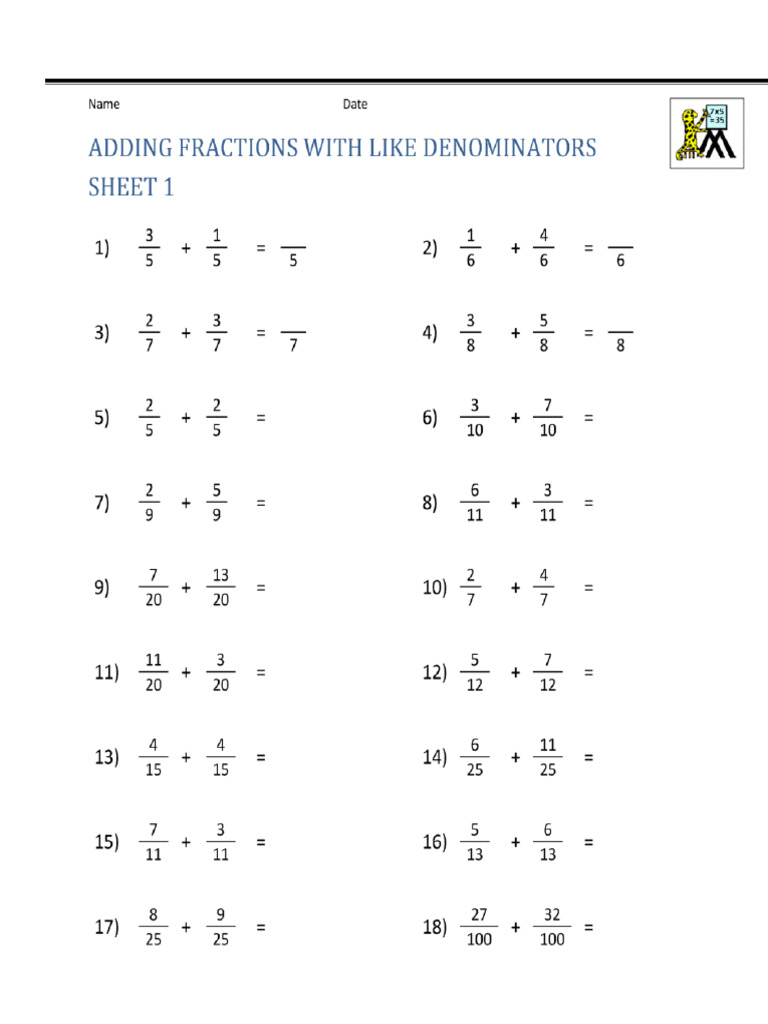 Addition Fraction | PDF