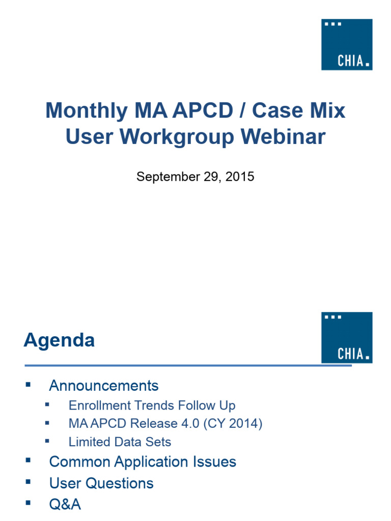 MA APCD User Workgroup Webinar Summary | PDF | Patient | Emergency ...