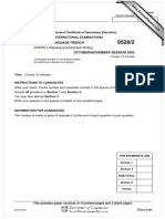 Foreign Language French PAPER 2 Reading and Directed Writing October/November Session 2002