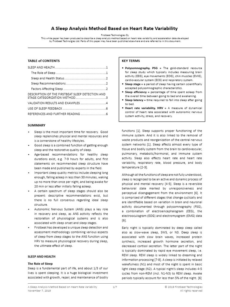 A Sleep Analysis Method Based On Heart Rate Variability 071119 | PDF ...