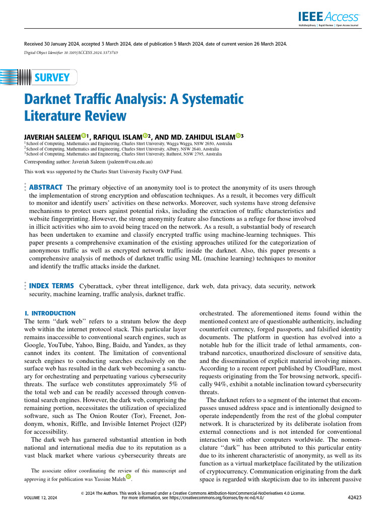Darknet Traffic Analysis Techniques | PDF | Computer Network | Peer To Peer