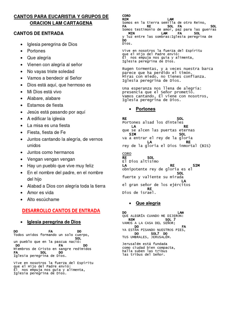 Cantos para Eucaristia y Grupos de Oracion Lam Dic 2019 | PDF ...