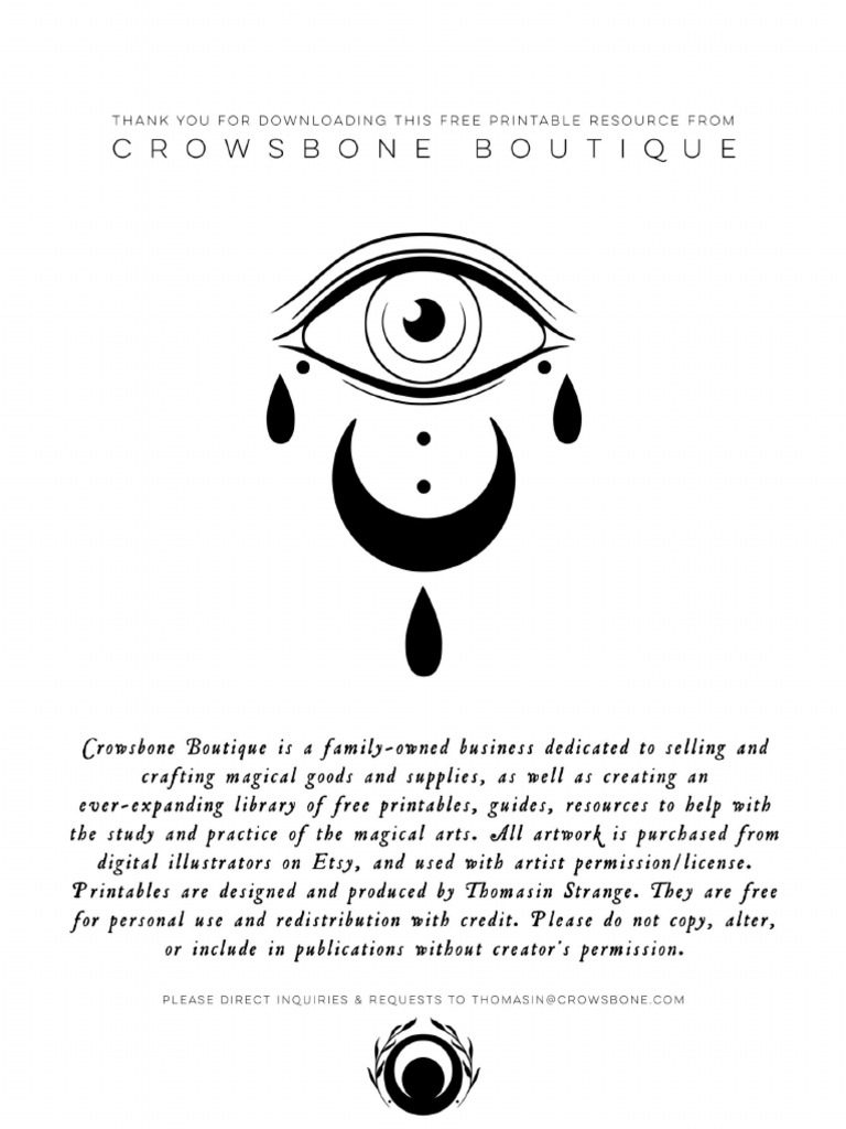 Crowsbone Divination Log Printable | PDF