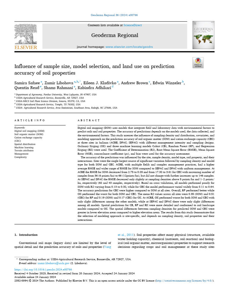 Influence of Sample Size, Model Selection, and Land Use On Prediction ...