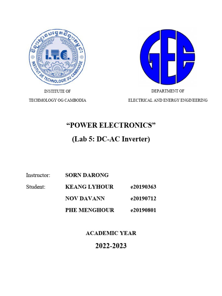  power electronics lab 5 dc ac inverter instructor student pdf