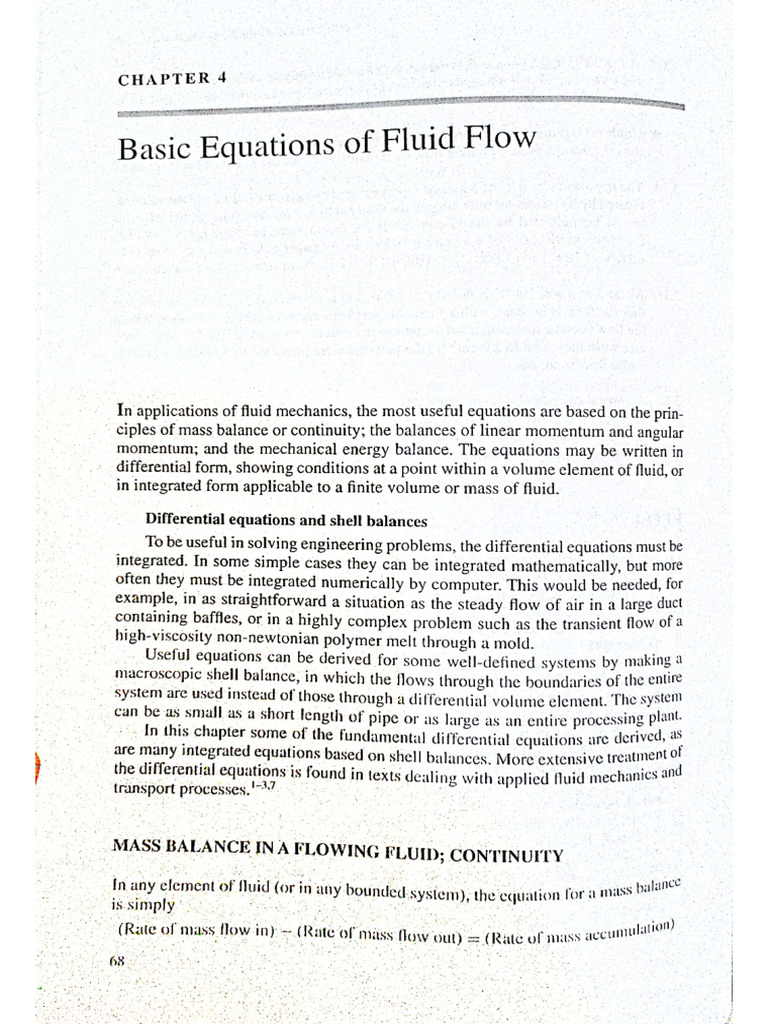 Chapter 4. Basic Equations of Fluid Flow-1 | PDF