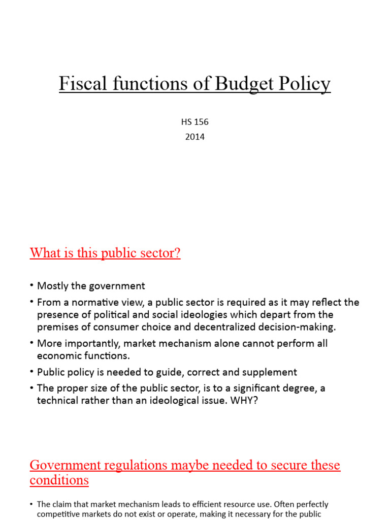 Lec10 fiscal functions of budget policy pdf market economics