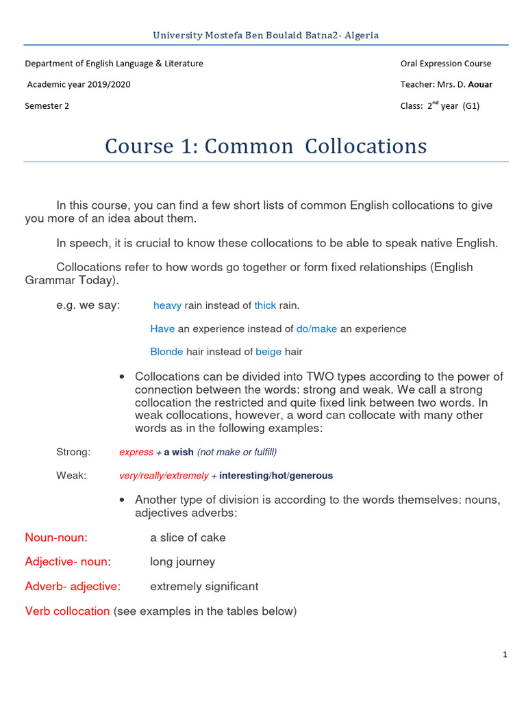 Common English Collocations Guide | PDF | Adjective | Adverb