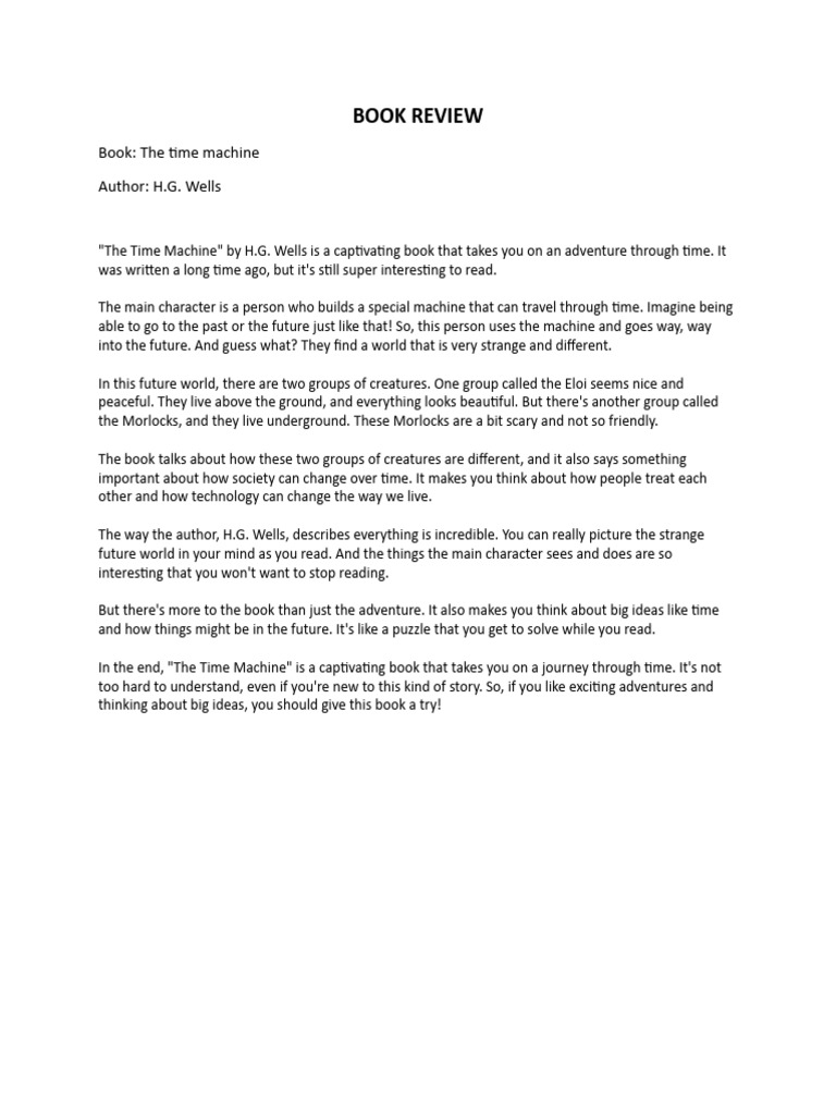 The Time Machine By H G Wells Pdf