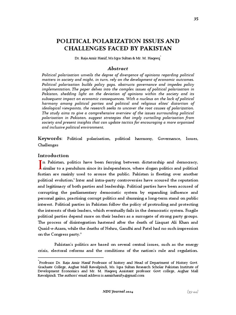 Challenges of Political Polarization in Pakistan | PDF | Democracy ...