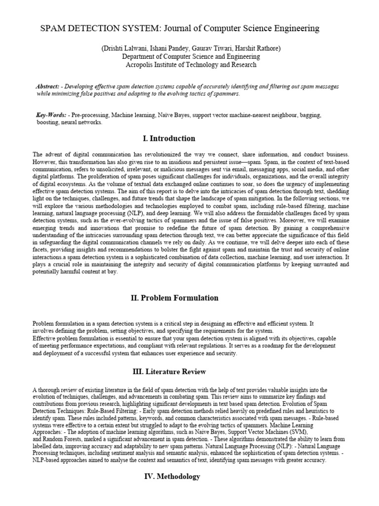 Advanced Spam Detection Techniques | PDF | Spamming | Email Spam