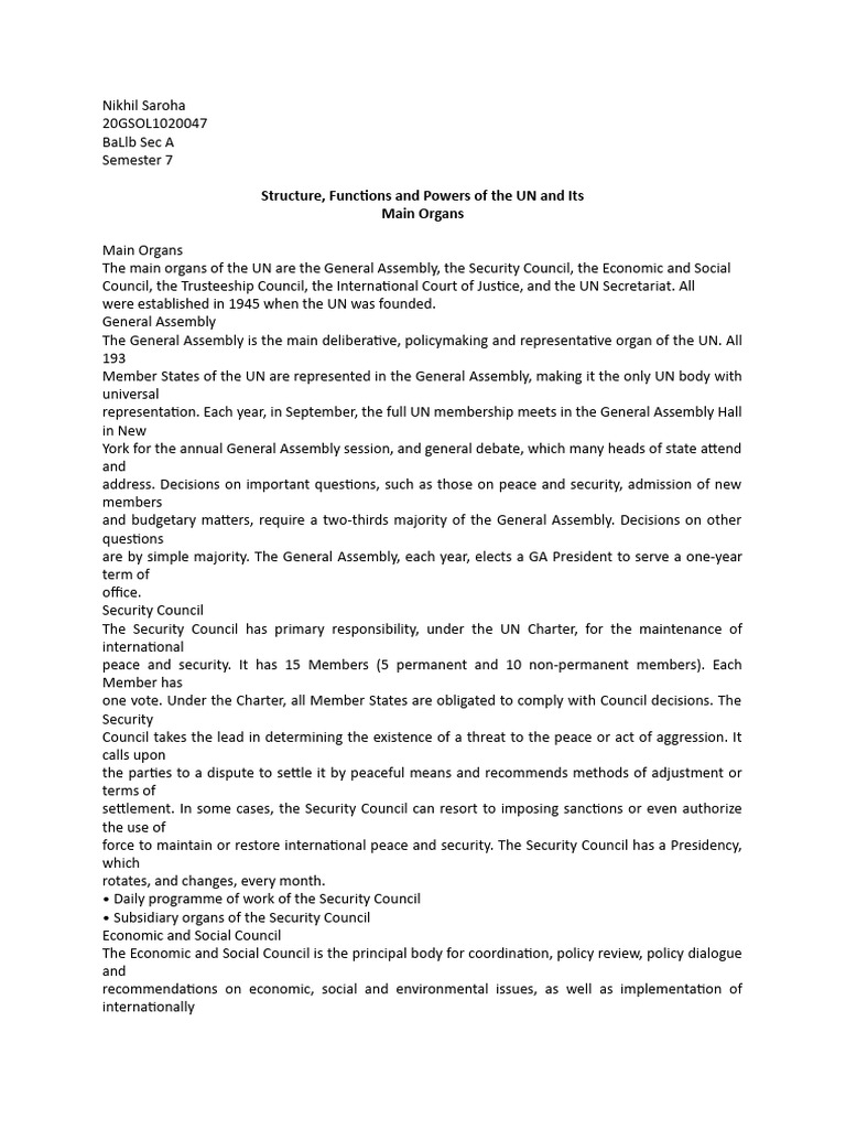 Structure functions and powers of the un and its main organs pdf