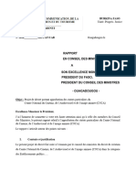 Rapport en Conseil Des Ministres Approbation Des Statuts