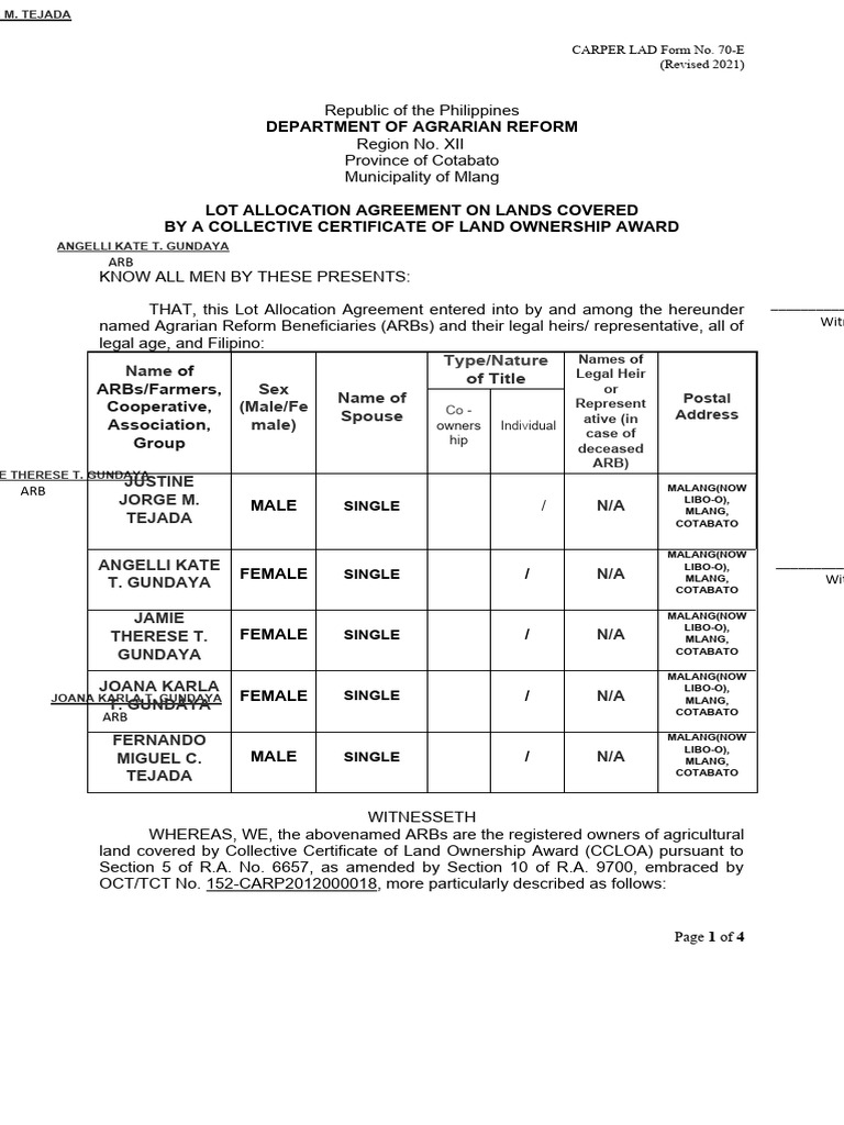 FORM-E | PDF | Land Law