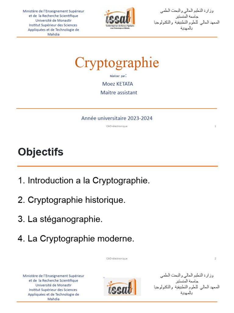 Introduction à la Cryptographie Moderne | PDF | Public-key cryptography ...