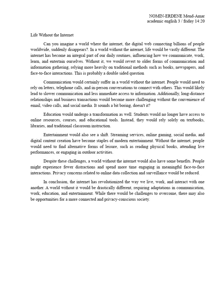 Life Without the Internet: A New Reality | PDF | Internet | Social Media
