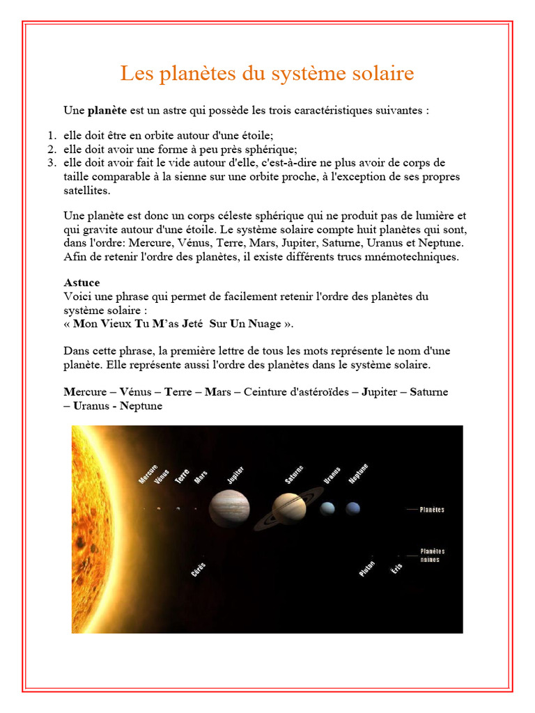 Les Planètes Du Système Solaire | PDF | Planètes | Système solaire, image size:768x1024