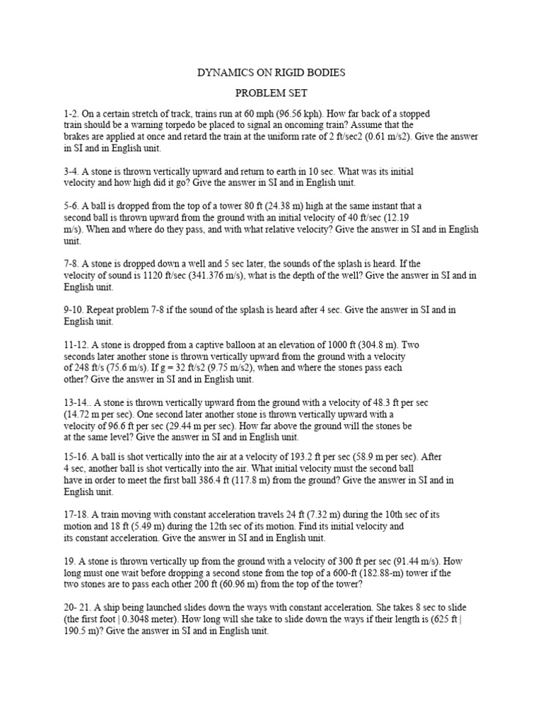 Dynamics On Rigid Bodies Pdf Acceleration Speed