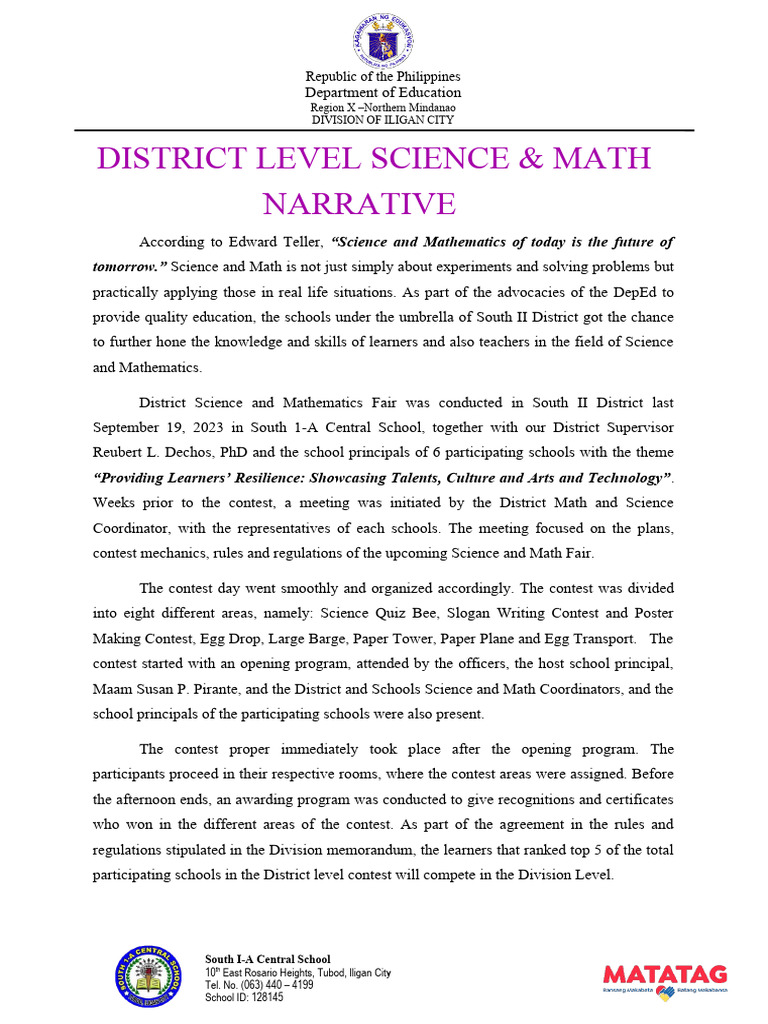 District Science & Math Fair 2023 Report | PDF | Mathematics | Science