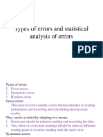 Types of Errors and Statistical Analysis of Errors