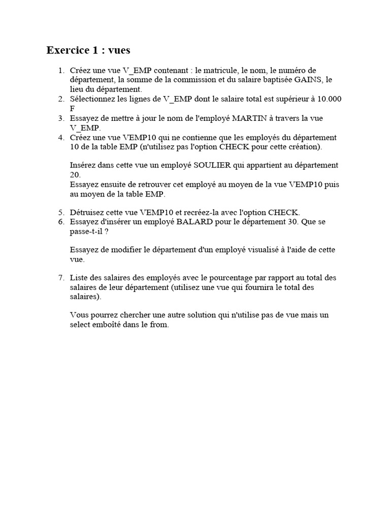 Création et gestion des vues SQL | PDF | Microsoft SQL Server | SQL