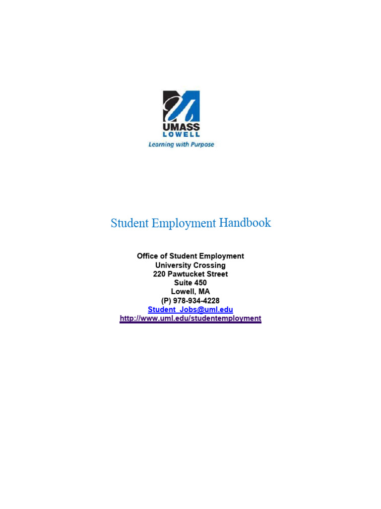 Student Employment Handbook Pdf Employment Equal Opportunity