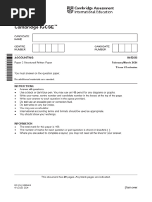Cambridge IGCSE: ACCOUNTING 0452/22