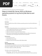 Steps To Install SQL Server 2022 On Windows Operating Systems To Log FactoryTalk Alarms and Events