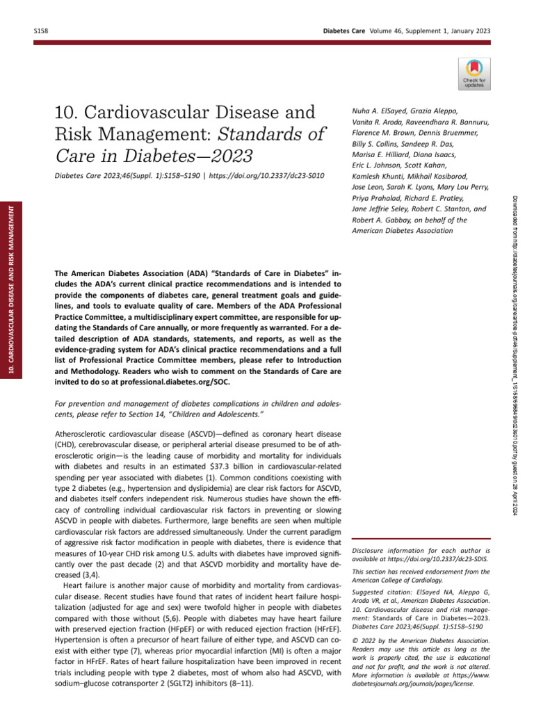 Cardiovascular Risk Management in Diabetes | PDF | Hypertension | Blood ...